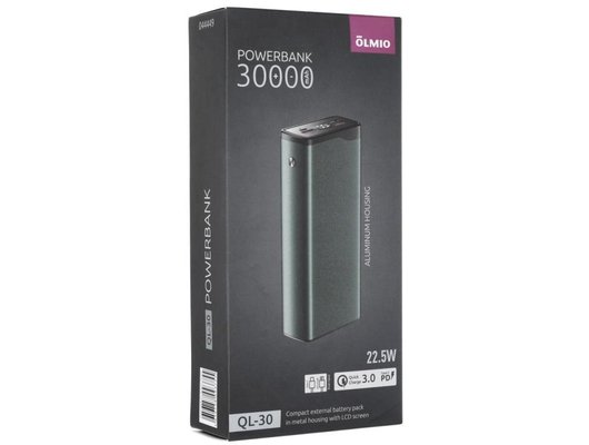 Внешний аккумулятор OLMIO QL-30 30000mAh 22.5W QC3.0/PD gray